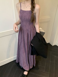 韩版chic小众气质紫色浪漫吊带连衣裙+外套时尚套装女春季两件套