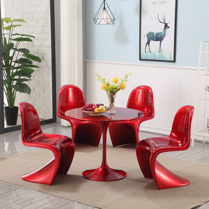 潘东椅S椅简约时尚创意玻璃钢餐椅店铺烤漆椅子 休闲洽谈桌椅组合