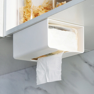 厨房无痕贴抽纸盒墙上壁挂式纸巾架创意简约塑料多功能厕所纸巾盒