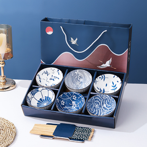 日式餐具陶瓷饭碗家用陶瓷套碗创意礼品碗筷套装批碗碟套装礼盒装