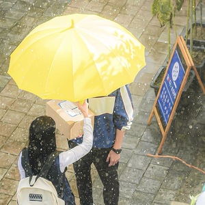 韩剧边佑锡金惠允双人同款黄色雨伞背着善宰跑复古抗风16骨长柄伞