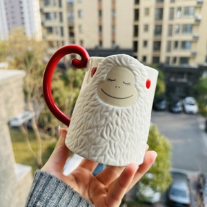 星巴克杯子韩国猴年生肖新年限定可爱猴子造型卡通立体陶瓷马克杯