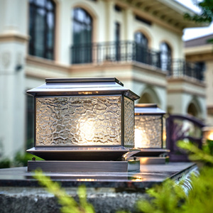 欧式太阳能柱头灯户外全铜别墅防水大门柱子接电款庭院花园围墙灯