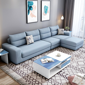 布艺沙发客厅小户型组合套装简约现代科技布北欧转角三人租房沙发