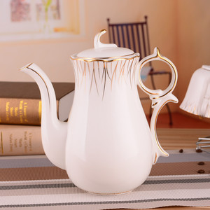 欧式浮雕骨瓷咖啡壶 手工描金手冲壶家用创意茶壶 陶瓷冷水壶包邮