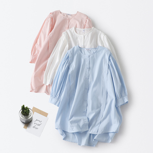 外贸出口日本原单剪标日系小众衬衫女夏季设计感不规则七分袖上衣