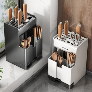 厨房刀架置物架多功能台面勺子筷子筒刀架一体收纳盒家用菜刀架子