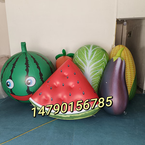 充气PVC西瓜桃子商场美陈装饰道具水果菠萝番茄樱桃香蕉升空气球