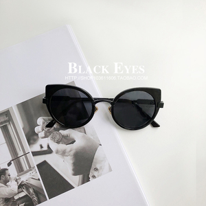 【黑眼睛】新款复古鼻托猫眼白水银墨镜鼻托圆框太阳眼镜金属眼镜