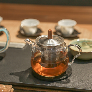 新羽 福禄手工耐热玻璃茶壶带304不锈钢过滤网泡茶壶带盖家用茶具