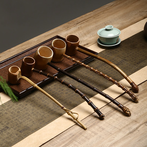 日式舀水勺竹制茶勺竹水瓢长柄分茶勺竹茶具茶道零配煮茶配件