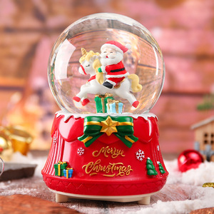 发光旋转圣诞节老人水晶球音乐盒八音盒摆件儿童男女生平安夜礼物
