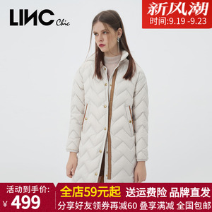 LINC金羽杰2022秋冬新款质感衬衫式轻薄中长款羽绒服女Y22806370