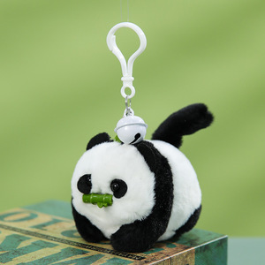 熊猫挂件摇尾巴玩具小猫咪毛绒公仔拉绳会动的兔子卡通玩偶钥匙扣