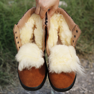 冬季皮毛一体保暖羊毛鞋防砸男士钢包头雪地棉靴大头鞋劳保工作鞋