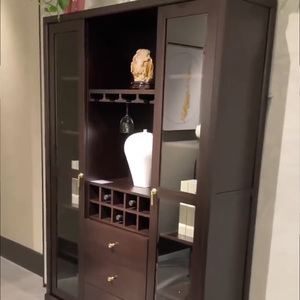 新中式乌金木酒柜全实木装饰柜客厅靠墙收纳轻奢高低柜储物柜家具