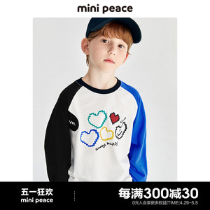 minipeace太平鸟童装春秋新男童长袖T恤儿童打底衫插肩袖卫衣潮酷