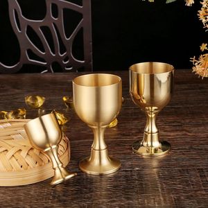 黄铜酒杯高脚杯大小酒杯供关公财神酒杯供佛水杯装饰品摆件
