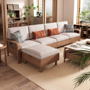 北欧冬夏两用实木沙发组合白蜡木现代简约新中式风格储物家具套装