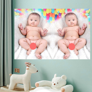 新生双胞胎男宝宝海报婴儿图片娃娃画报墙贴备孕照片画像儿童照片