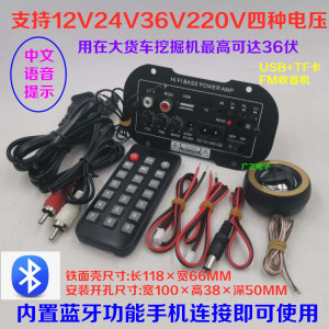 低音炮功放板 车载内置蓝牙MP3FM收音220V12V24V36V炮芯适用5-8寸