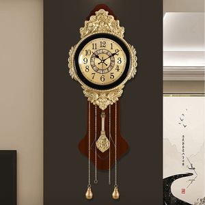 欧式豪华黄铜挂钟客厅家用装饰复古钟表古典时尚挂墙大气轻奢时钟