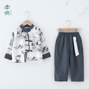 中国风男童汉服套装春秋季薄款儿童唐装亲子装表演服男孩中式古装