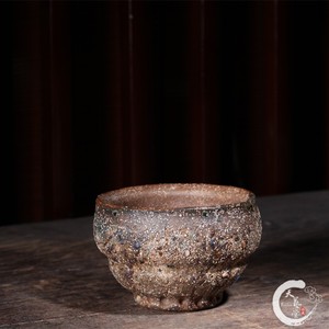 台湾茶具 古川子个人早期手工粗犷老岩泥岩矿陶瓷茶杯 古川子