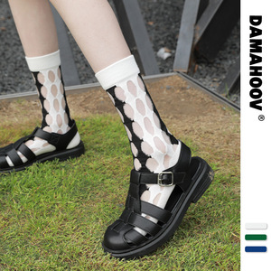 DAMAHOOV个性简约菱格中筒袜女春夏季超薄玻璃丝袜子ins风潮袜