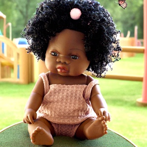 非洲黑人公主女孩30厘米可洗澡仿真洋娃娃儿童玩具婴儿软胶宝宝