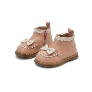 新女宝宝加厚雪地靴冬季13岁小童短靴加绒保暖棉鞋皮面防滑学步品