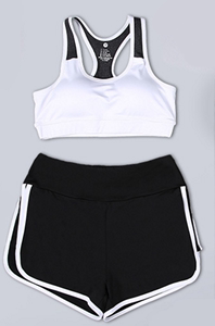 新款女子运动背心跑步健身运动短裤 瑜伽健身胸衣短裤 运动服套装