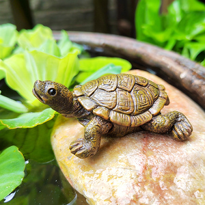 仿真小乌龟摆件花园微景观假山水池鱼池水族鱼缸造景装饰品小海龟