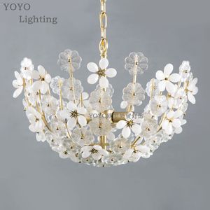 YOYO 夏洛特花朵纯铜水晶吊灯 客厅餐厅玄关卧室床头女儿房吸顶灯