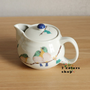 现货日本制进口九谷烧手绘古典典雅和风瓷器雀鸟茶具茶杯茶壶套装