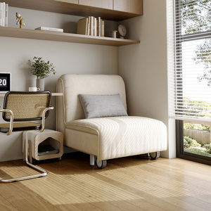 原木风沙发床折叠坐卧两用多功能伸缩小户型日式单人书房沙发躺椅