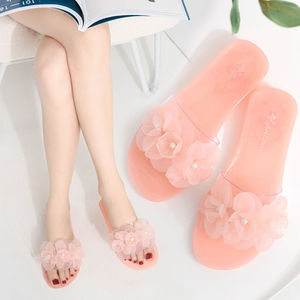 新款韩版花朵果冻水晶拖鞋夏季女士时尚透明外穿防滑凉拖拖舒适