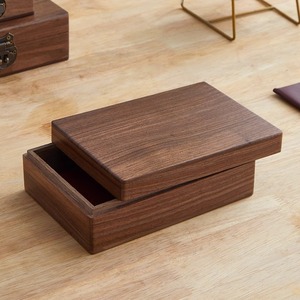 首饰盒木盒子带锁收纳盒印章木质证件盒桌面储物盒胡桃实木收纳盒