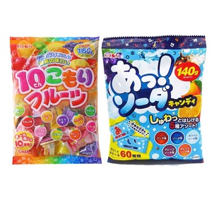 日本进口RIBON理本10种水果口味什锦汽水苏打味硬糖5味棒棒糖袋装
