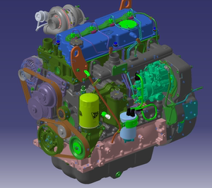 详细的JCB444TCA 93kW发动机模型3D图纸数模三维建模STEP格式设计