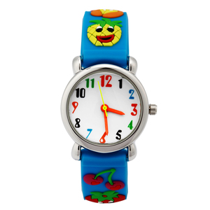 蓝色可爱卡通菠萝女孩手表小学生幼童生日礼物儿童电子指针式腕表