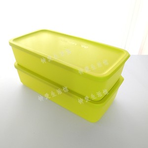 特百惠新冷藏密封储藏保鲜盒长方彩色食品级塑料冰箱果蔬收纳扁盒
