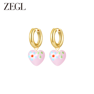 ZEGL粉色草莓耳环女小众设计感22023年新款甜美耳钉耳扣夏天耳饰