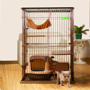出口日本猫笼家用室内猫笼子猫别墅大号二三层实木框笼子猫咪用品