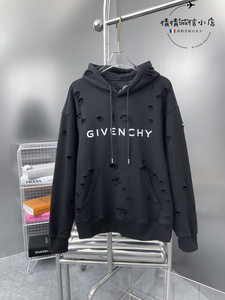 Givenchy/纪梵希 男女春秋休闲双层连帽卫衣破洞印花字母logo上衣