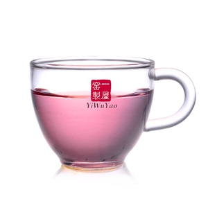 一屋窑带把小茶杯耐高温玻璃杯透明水杯子花茶杯日式创意茶具60ml