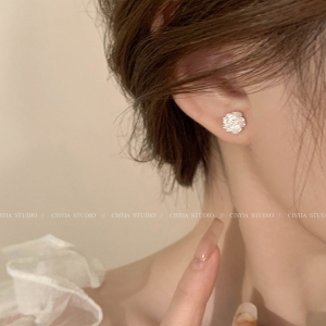 气质玫瑰花耳钉女小众设计高级感冷淡风2024新款爆款洋气耳饰耳环