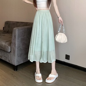 绿色网纱半身裙女2024夏季新款高级感超仙流光纱裙仙气飘飘仙女裙