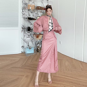 迪丝嫚苓粉色套装运动时尚潮流休闲两件套春季气质套服女装