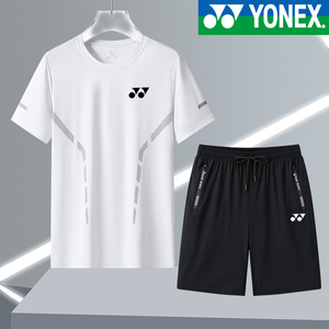 尤尼克斯羽毛球运动服套装男yy冰丝速干短袖短裤训练服可定制套装